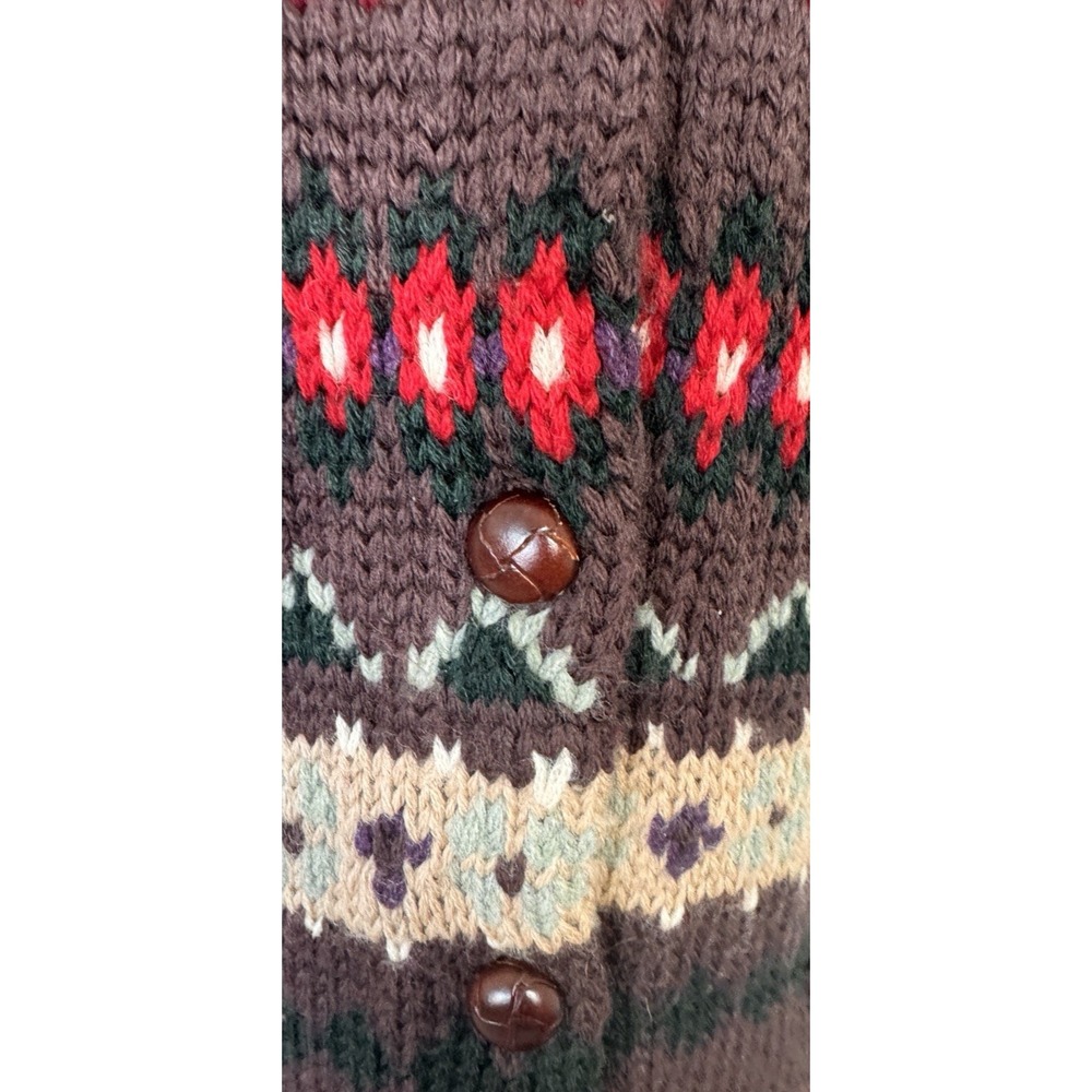 VTG Ralph Lauren Hand Knit Lambswool/Wool Aztec Cardigan Sweater Womens Small - Picture 8 of 11